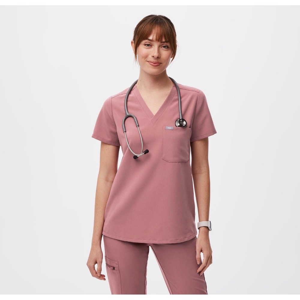 FIGS Catarina Top Zamora Jogger Scrub Set Mauve Pink XS